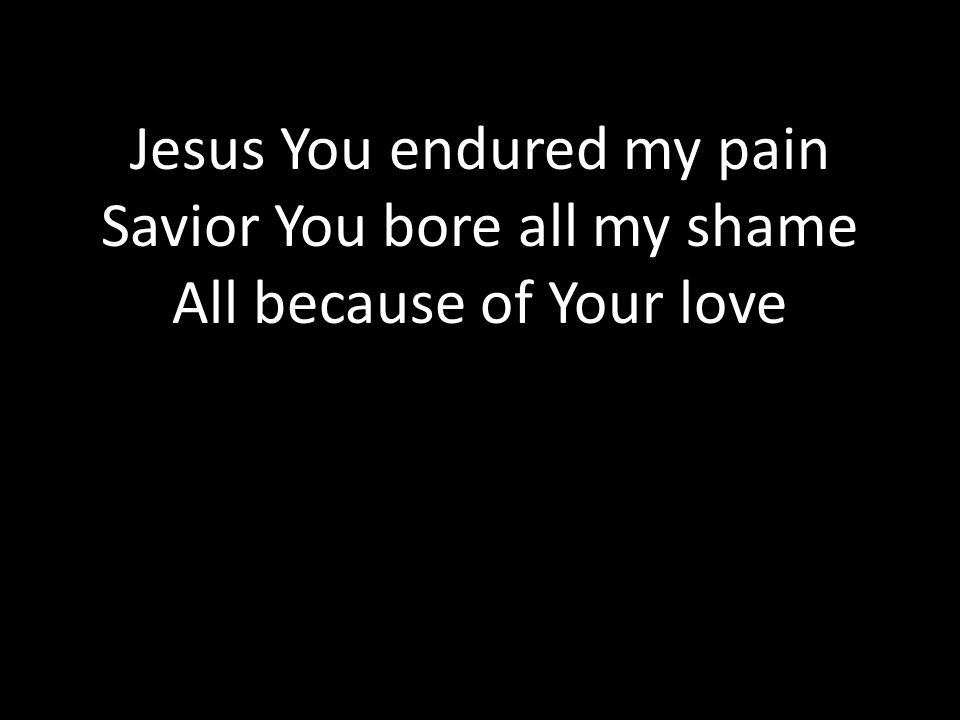 Jesus You endured my pain Savior You bore all my shame