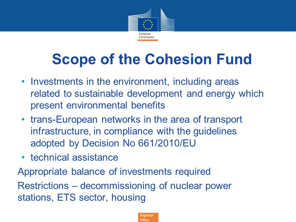 Scope of the Cohesion Fund