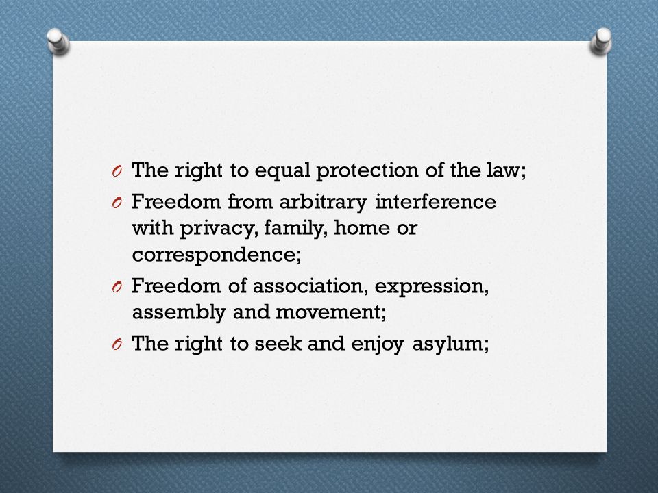 The right to equal protection of the law;