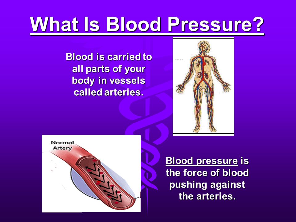 What Is Blood Pressure Blood is carried to all parts of your body in vessels called arteries.