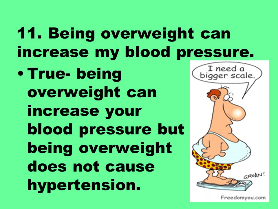 11. Being overweight can increase my blood pressure.