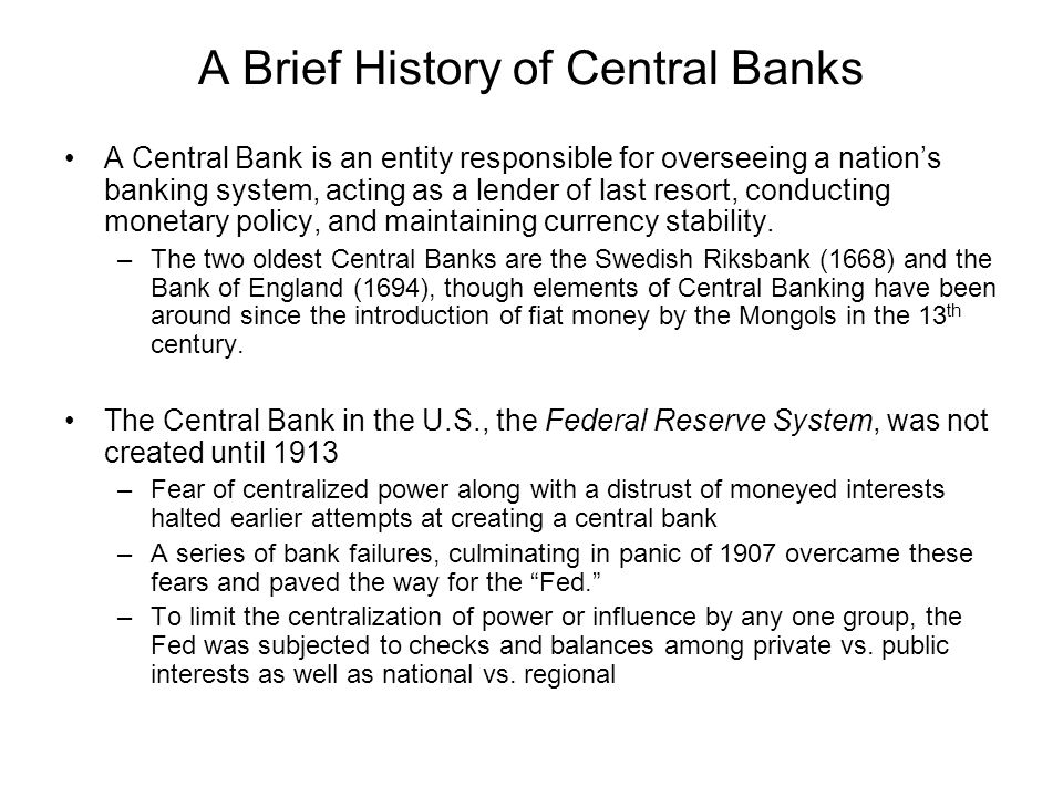 The Organization of The Fed and other Central Banks - ppt download
