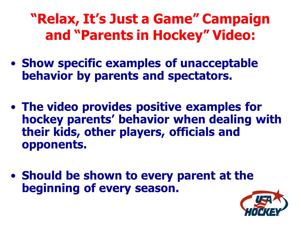 Relax, It’s Just a Game Campaign and Parents in Hockey Video: