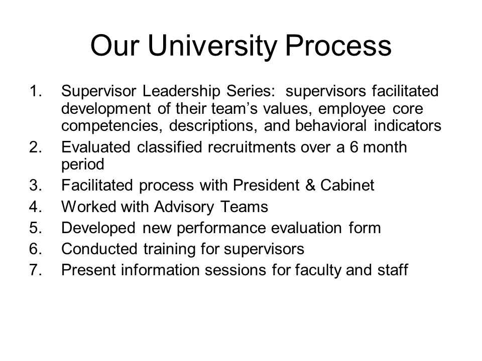 Our University Process