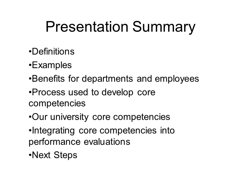 Presentation Summary Definitions Examples