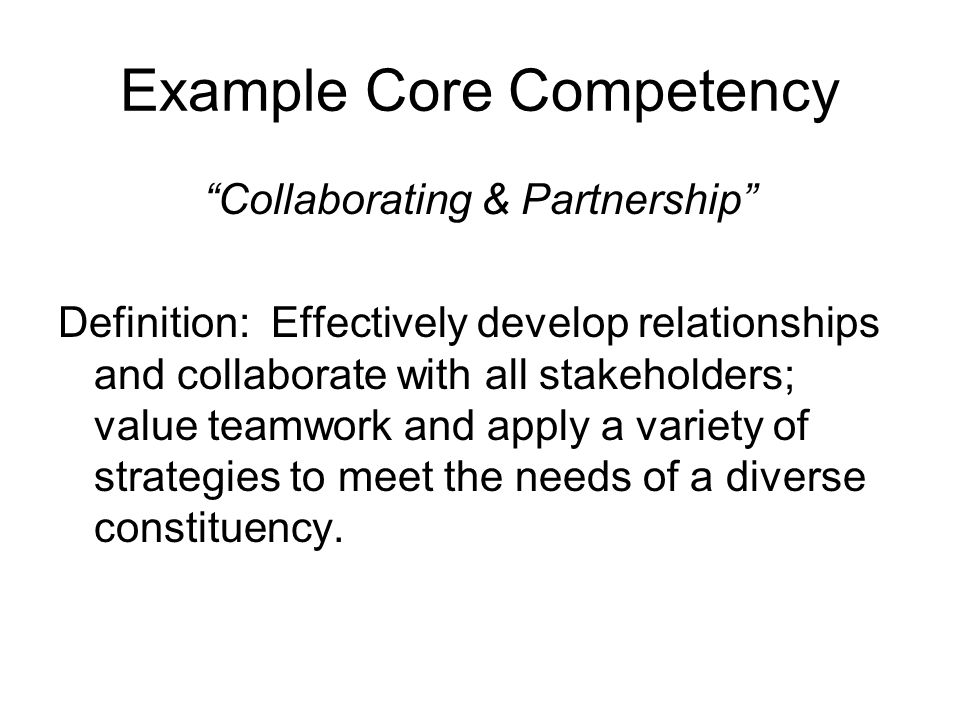 Example Core Competency