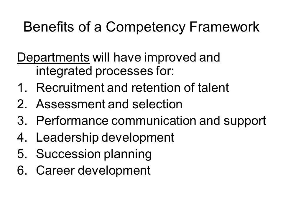 Benefits of a Competency Framework