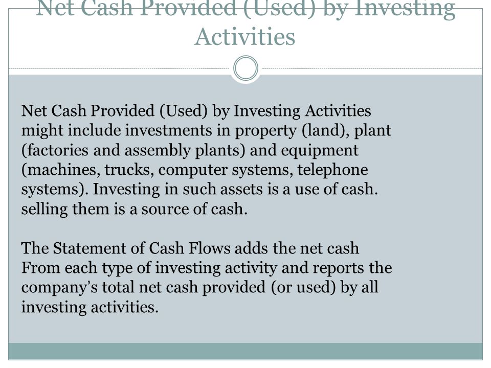 Net Cash Provided (Used) by Investing Activities