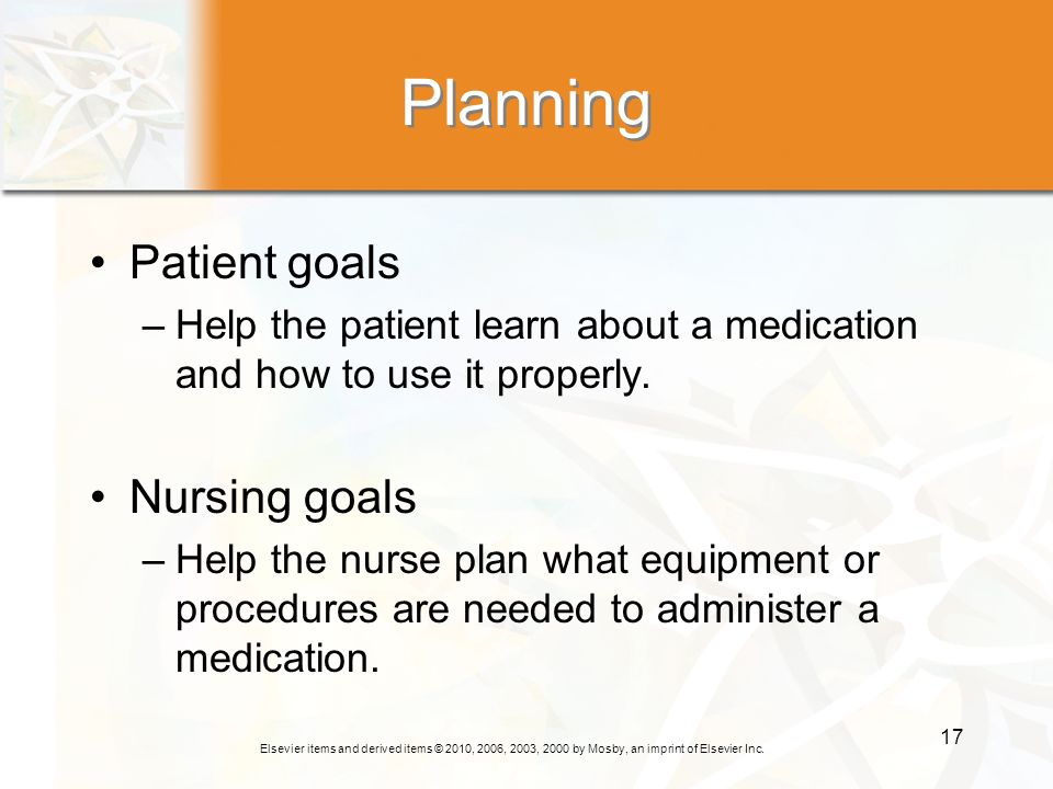 Planning Patient goals Nursing goals