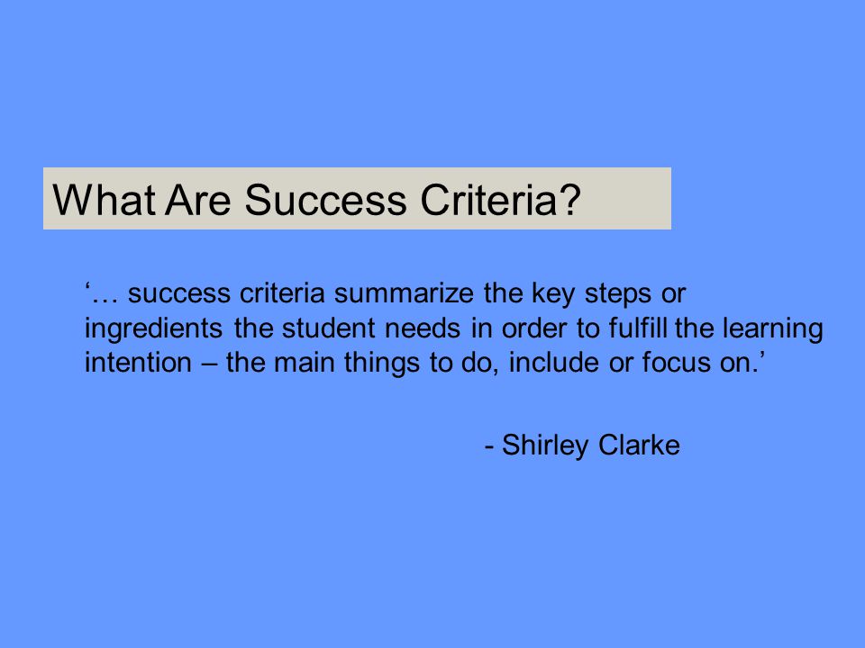 What Are Success Criteria