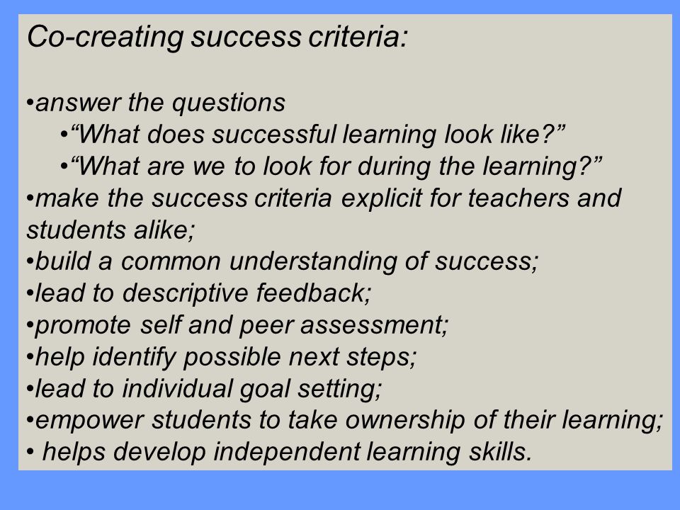 Co-creating success criteria: