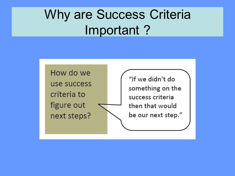 Why are Success Criteria Important