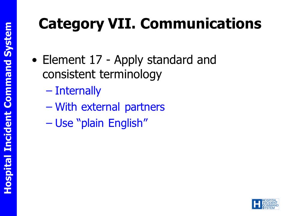 Category VII. Communications
