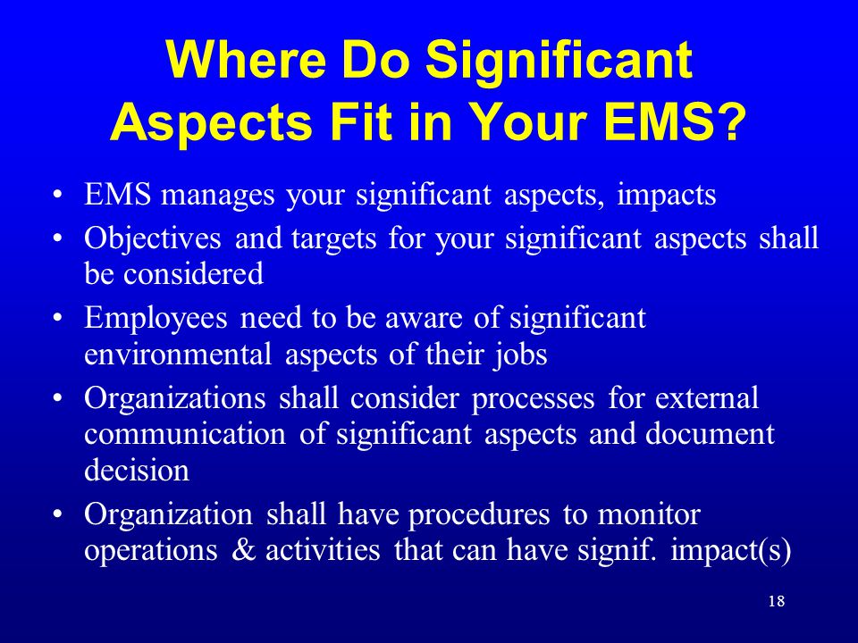 Where Do Significant Aspects Fit in Your EMS