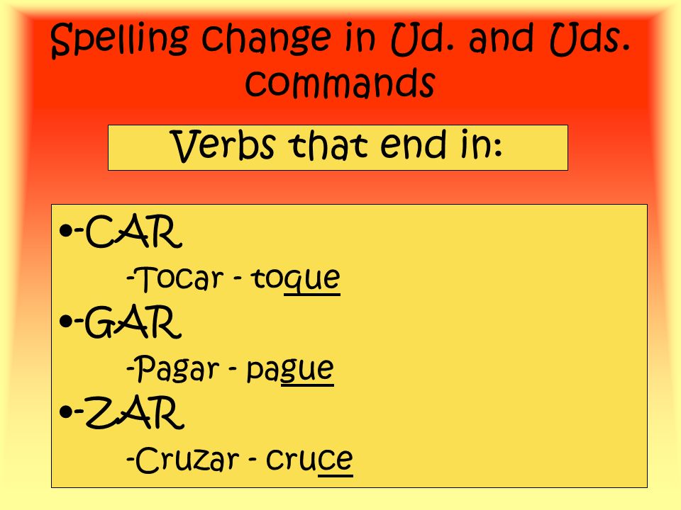 Spelling change in Ud. and Uds. commands