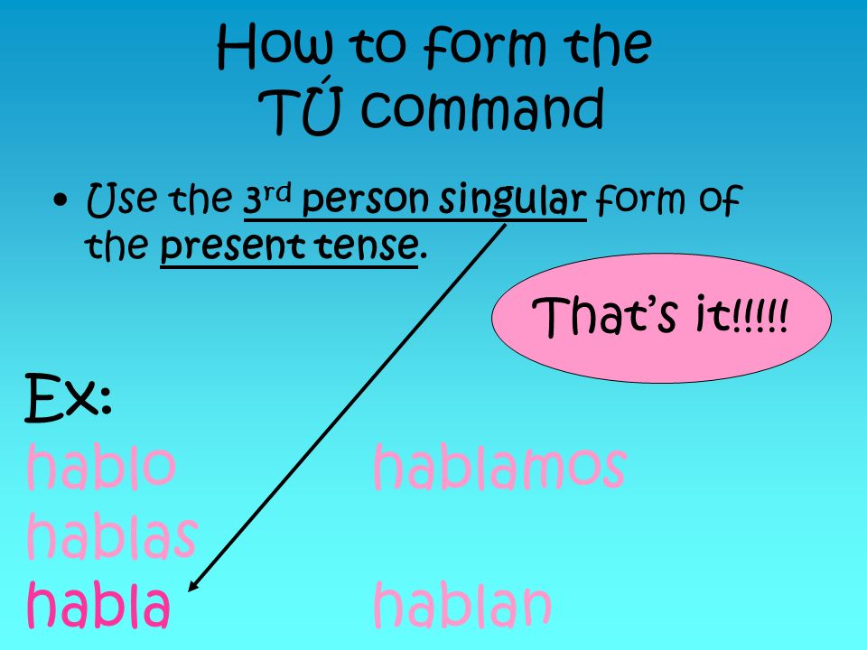 How to form the TÚ command