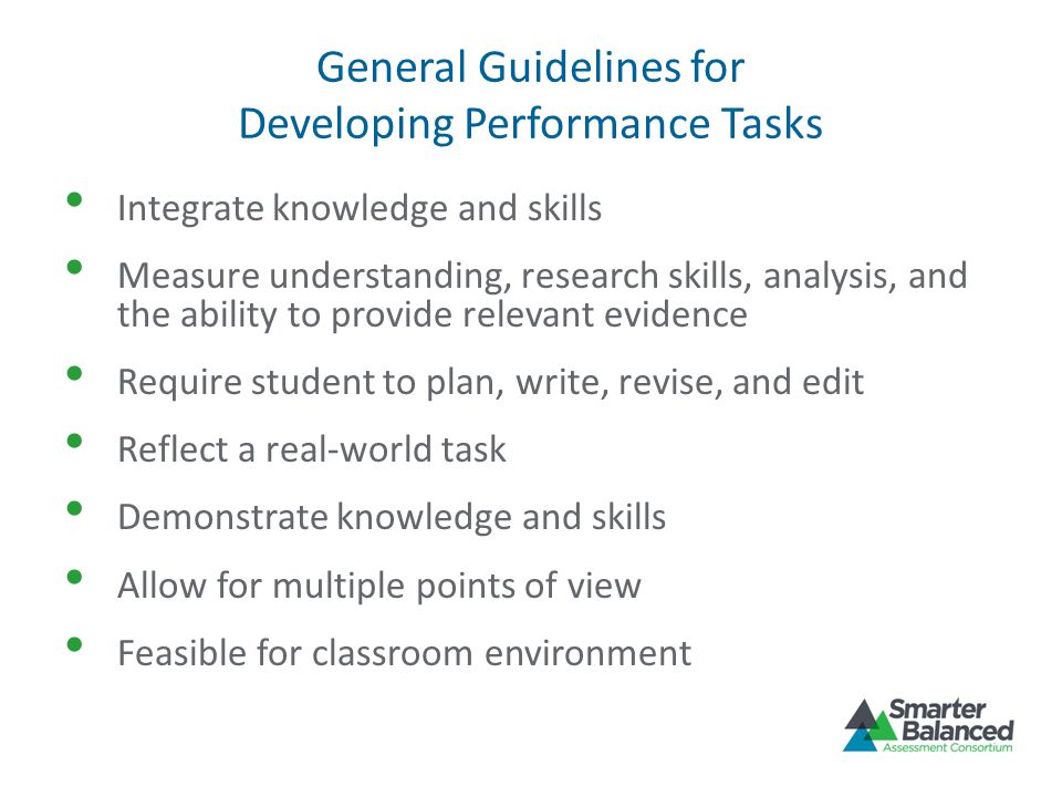 General Guidelines for Developing Performance Tasks