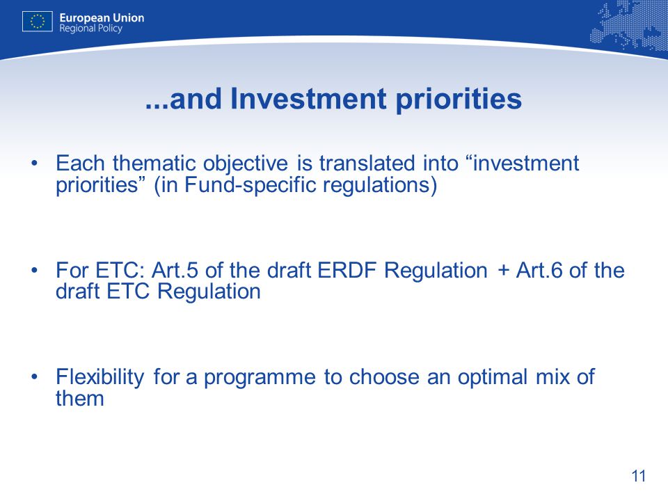 ...and Investment priorities