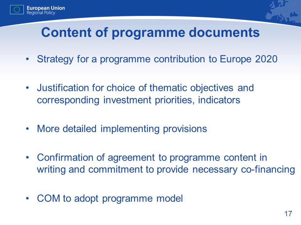 Content of programme documents