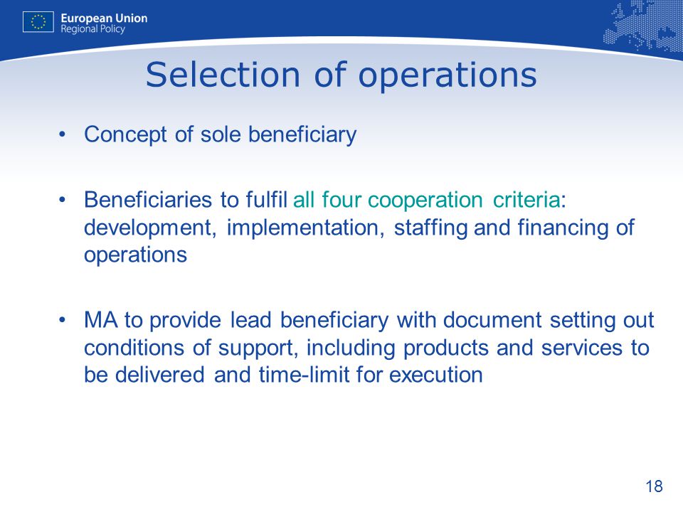 Selection of operations