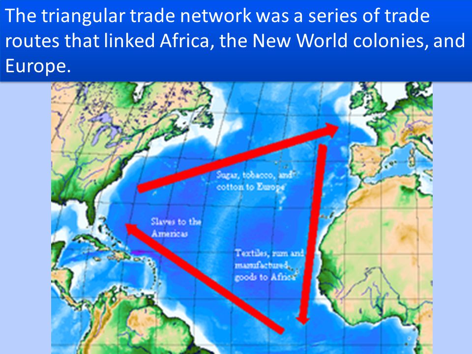 The+triangular+trade+network+was+a+series+of+trade+routes+that+linked+Africa%2C+the+New+World+colonies%2C+and+Europe..jpg