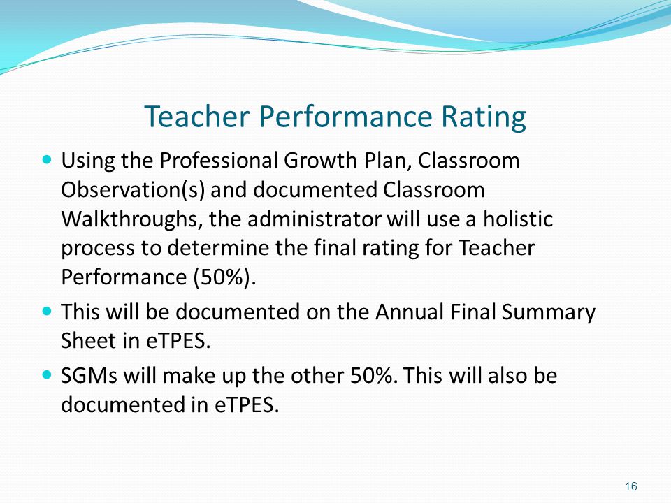 Teacher Performance Rating