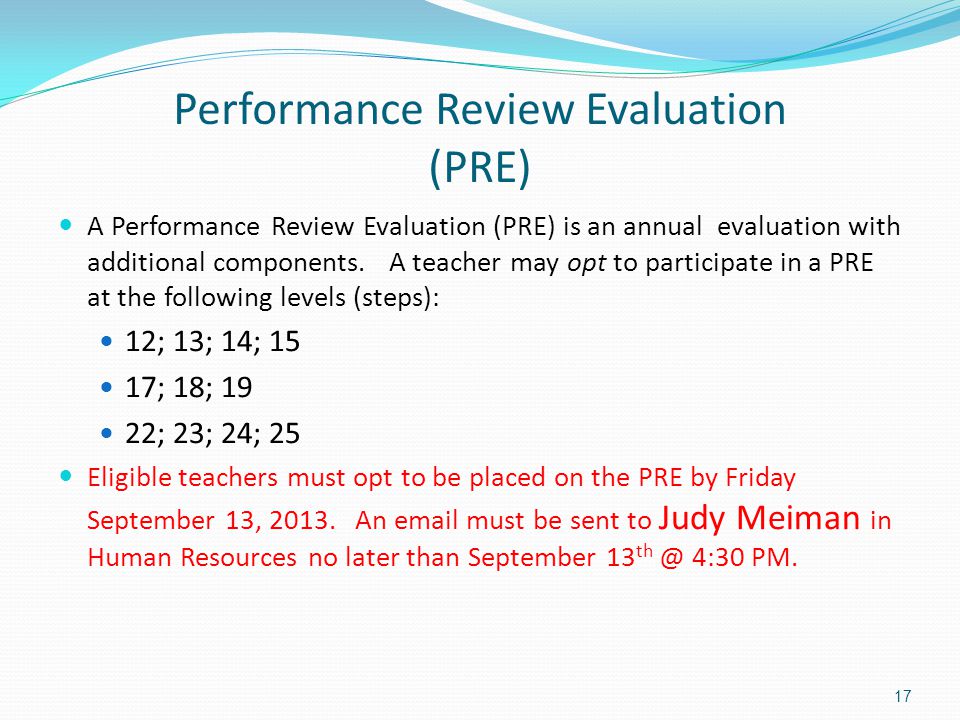 Performance Review Evaluation (PRE)