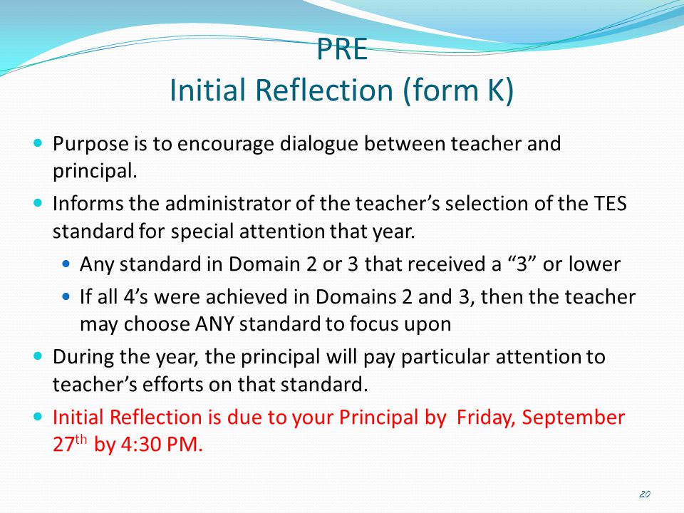 PRE Initial Reflection (form K)