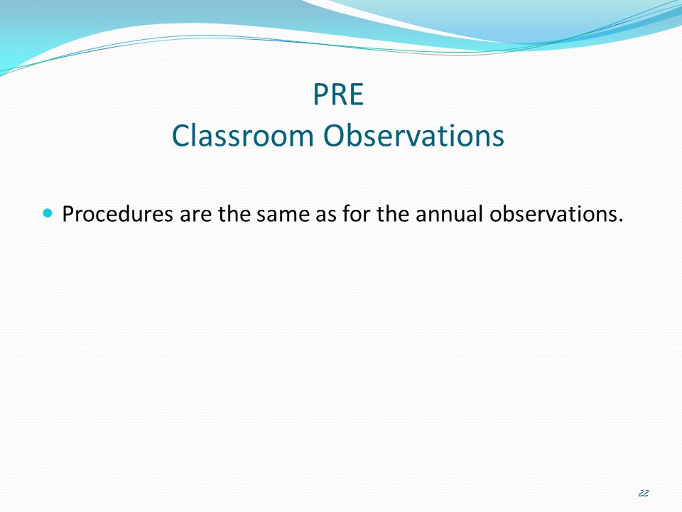 PRE Classroom Observations