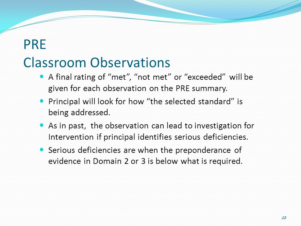 PRE Classroom Observations
