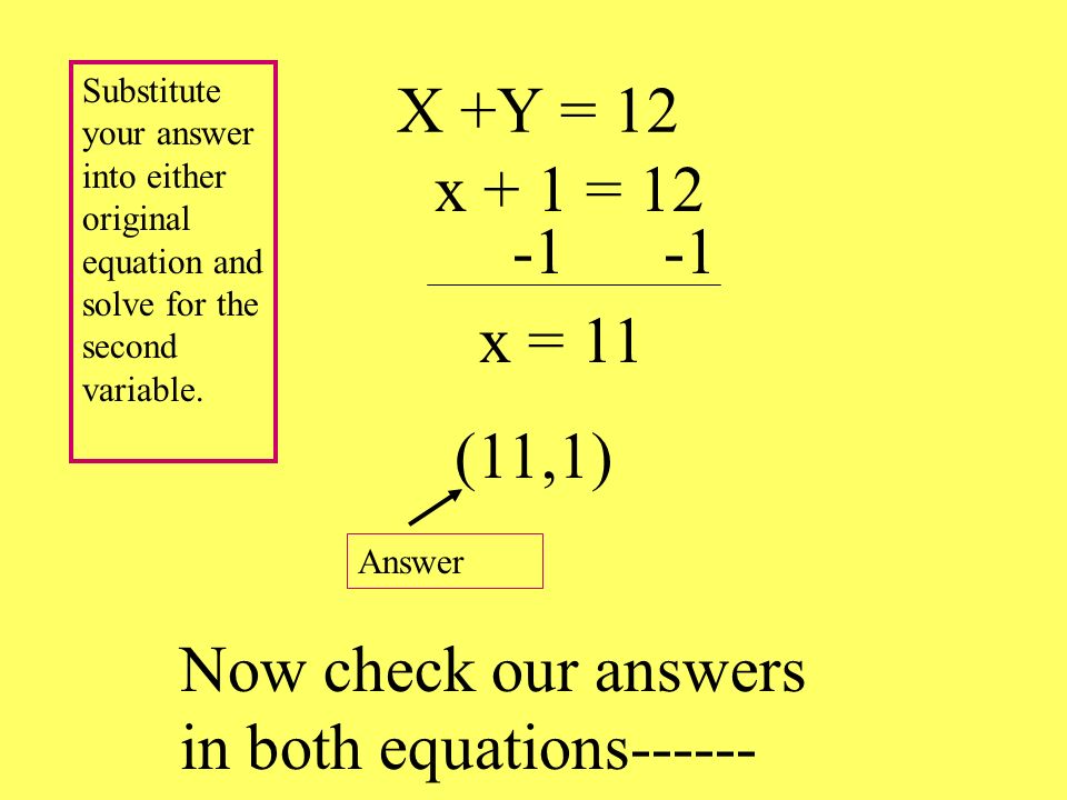 Now check our answers in both equations------