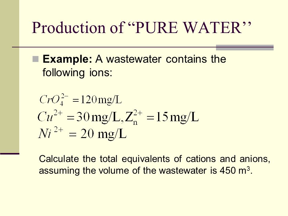 Production of PURE WATER’’