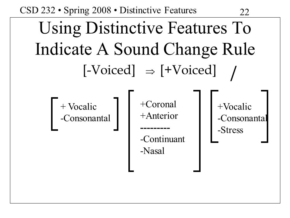 Using Distinctive Features To Indicate A Sound Change Rule