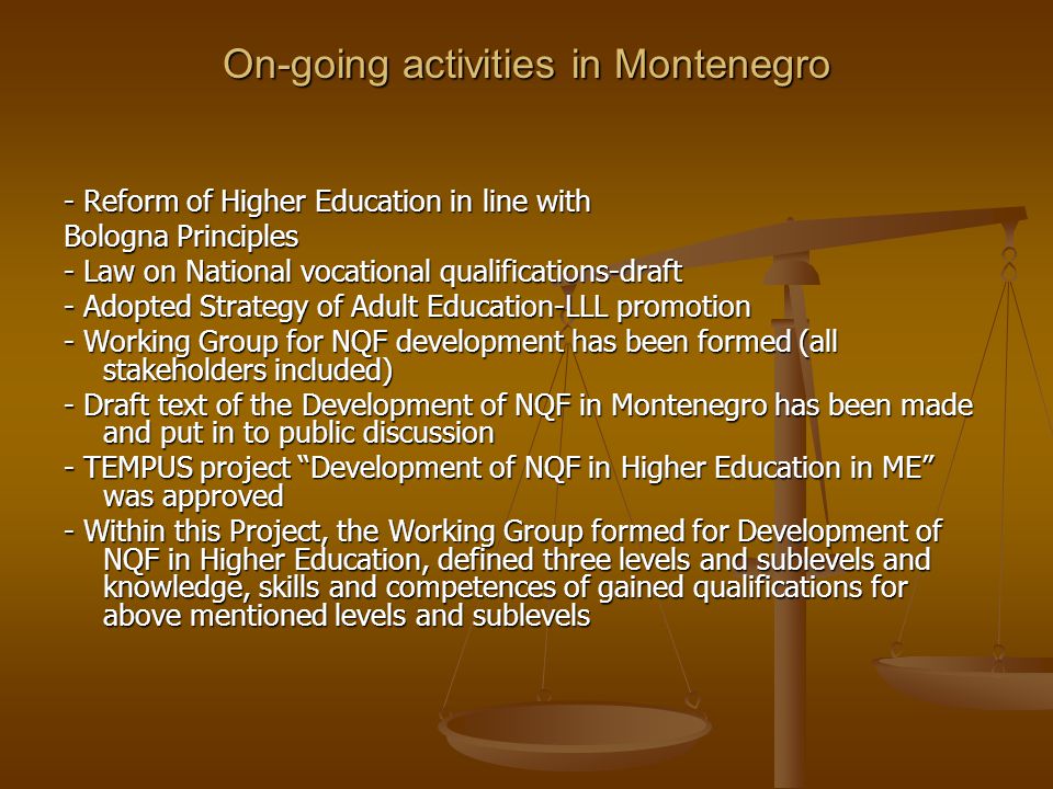 On-going activities in Montenegro