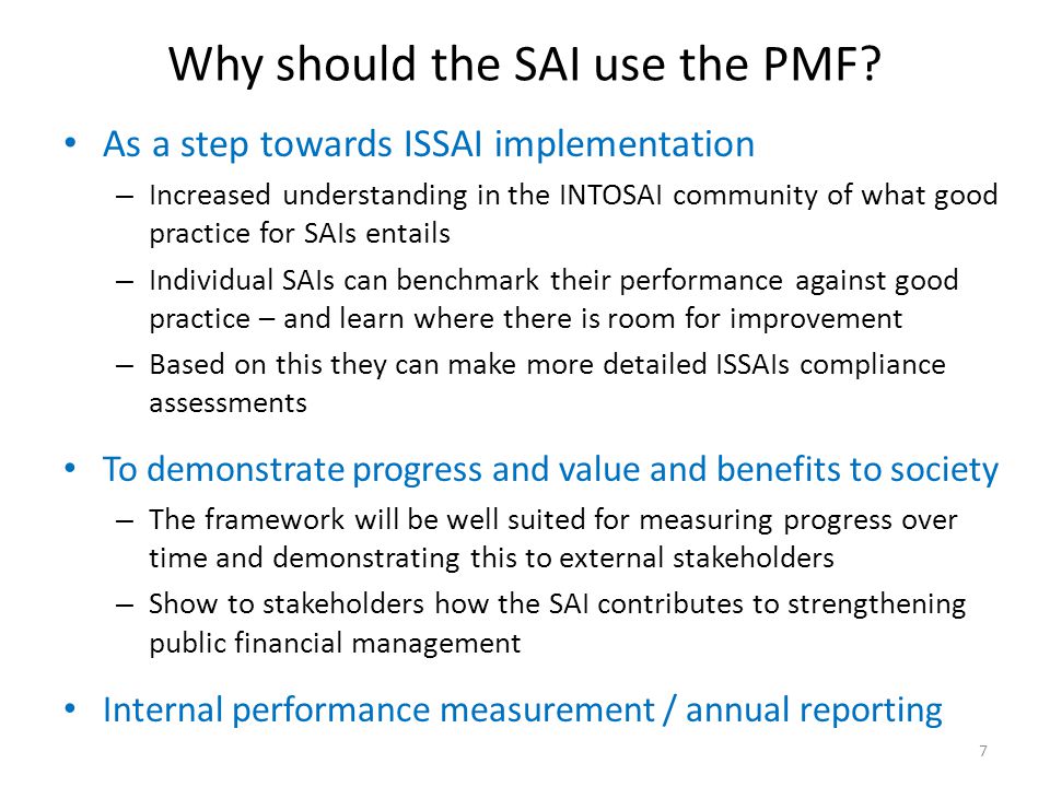 Why should the SAI use the PMF