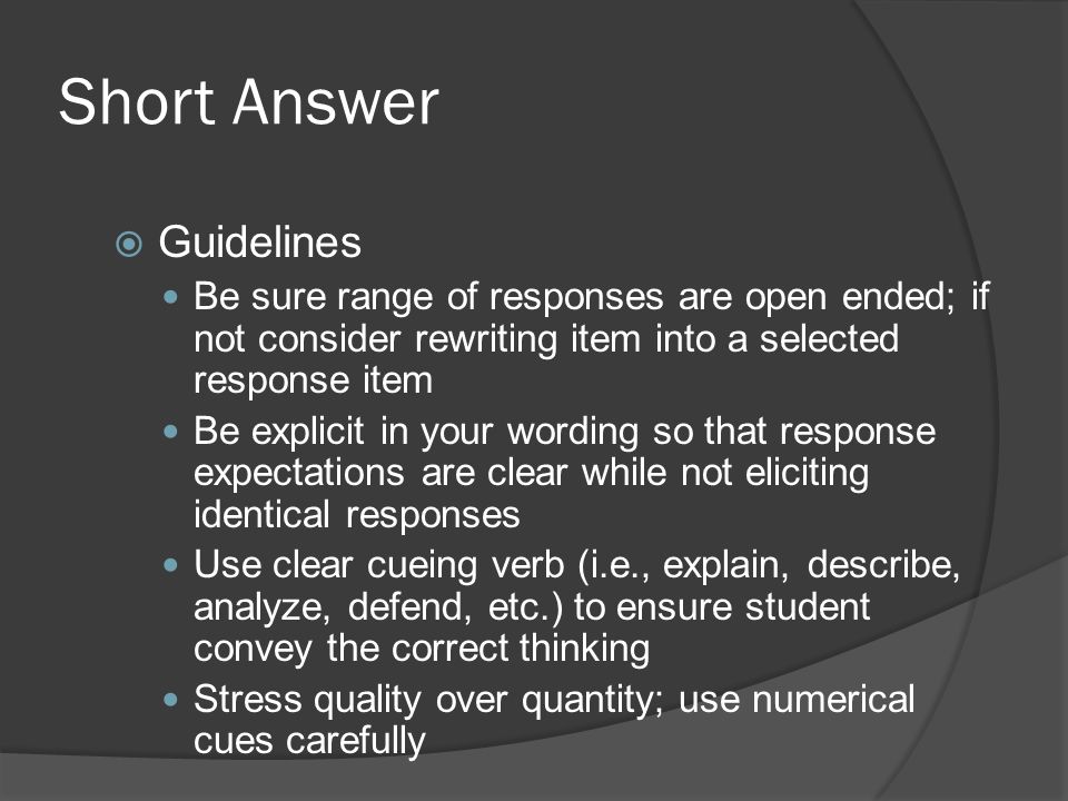 Short Answer Guidelines