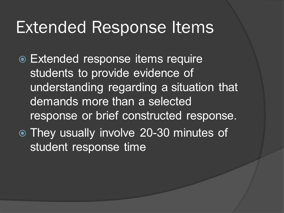 Extended Response Items