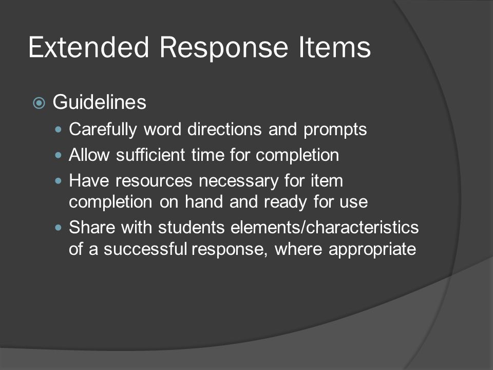 Extended Response Items