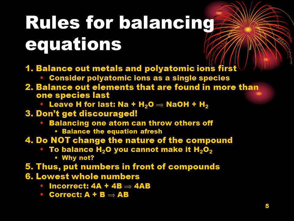 Rules for balancing equations
