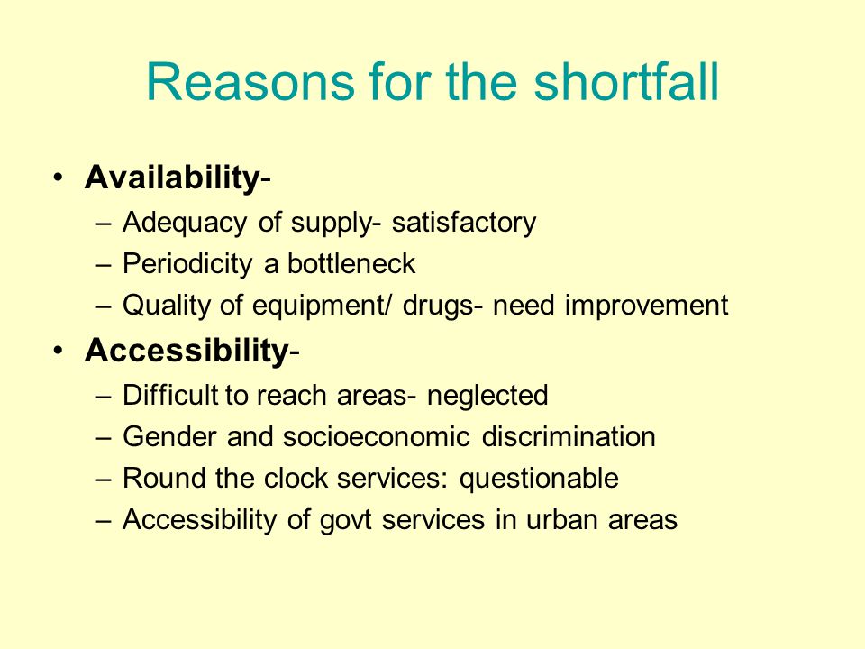 Reasons for the shortfall