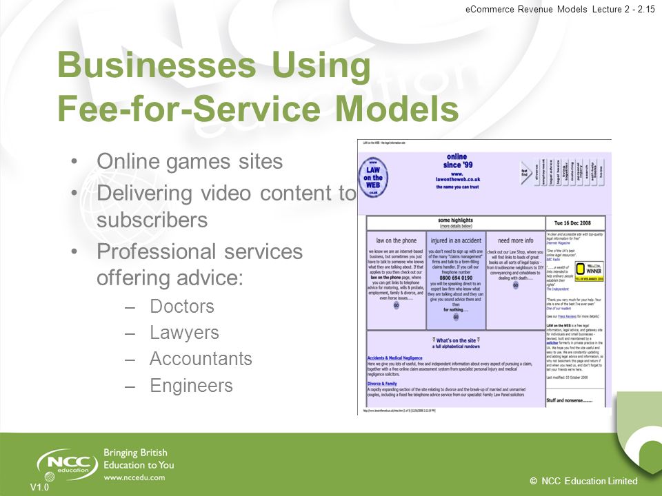 Businesses Using Fee-for-Service Models