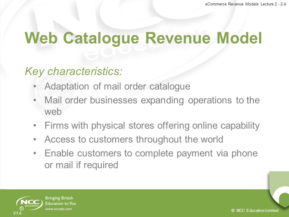 Web Catalogue Revenue Model