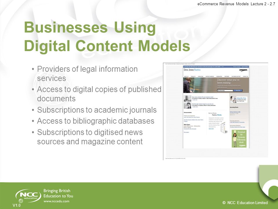 Businesses Using Digital Content Models
