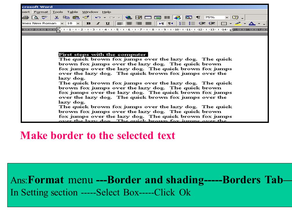 Make border to the selected text