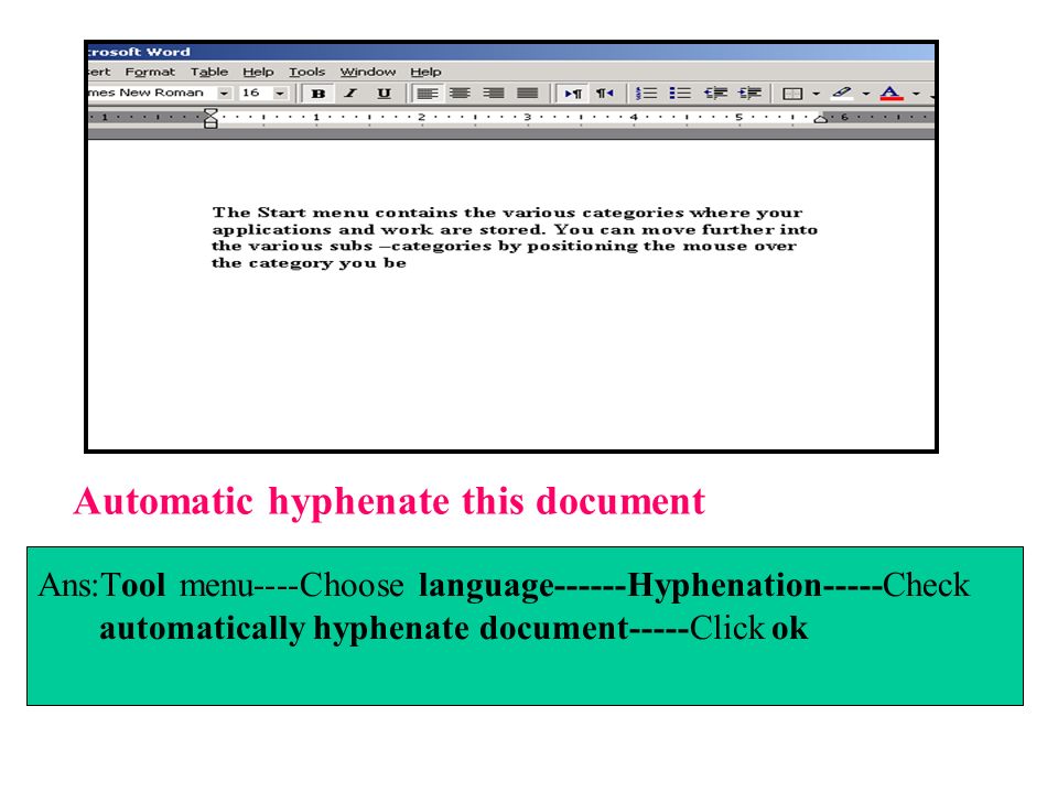 Automatic hyphenate this document