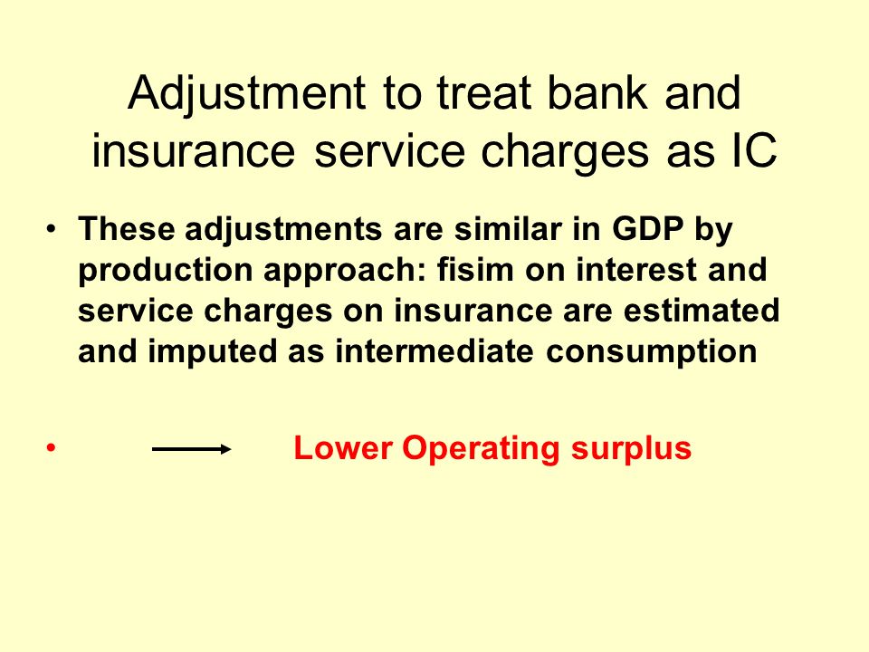 Adjustment to treat bank and insurance service charges as IC