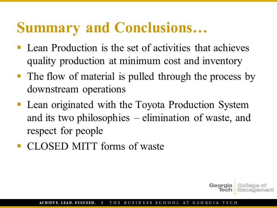 conclusion of production and operation management