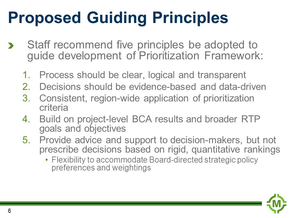 Proposed Guiding Principles