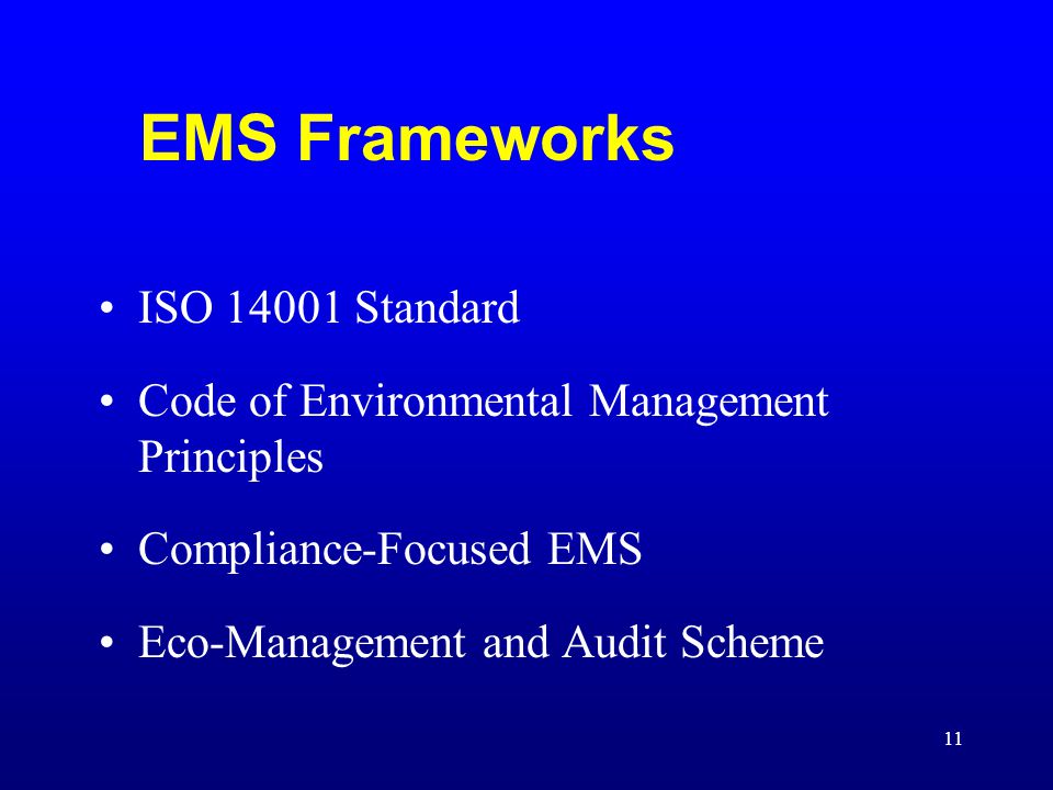 EMS Frameworks ISO Standard