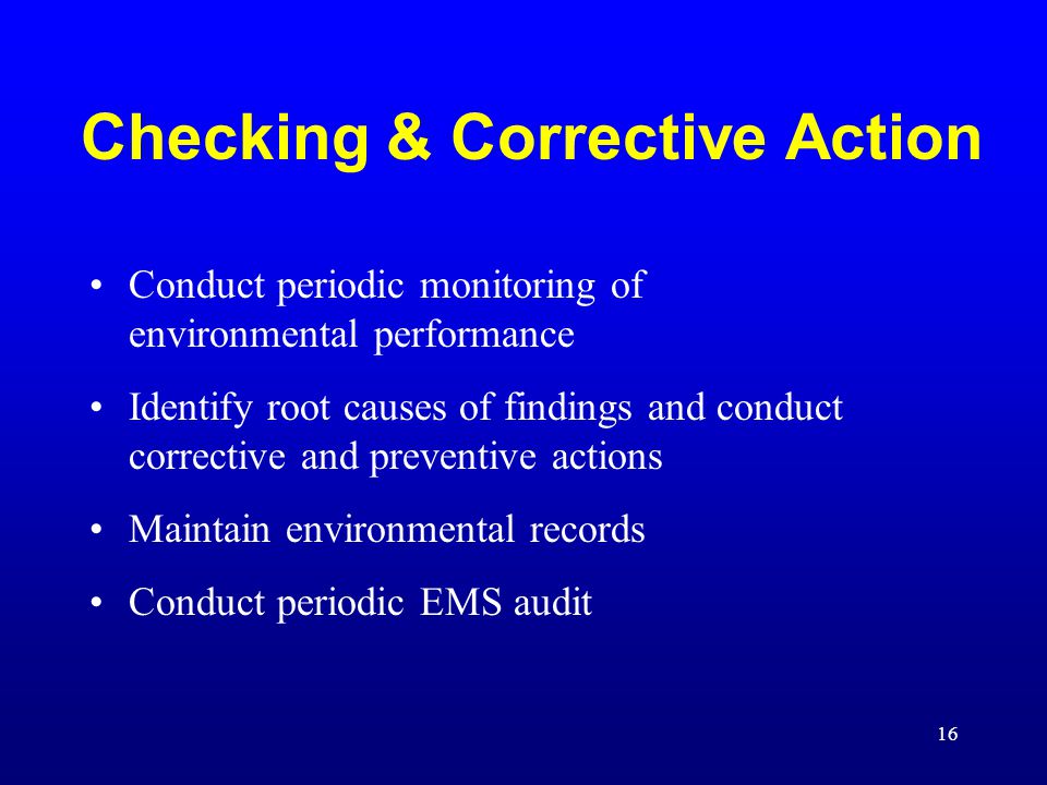 Checking & Corrective Action